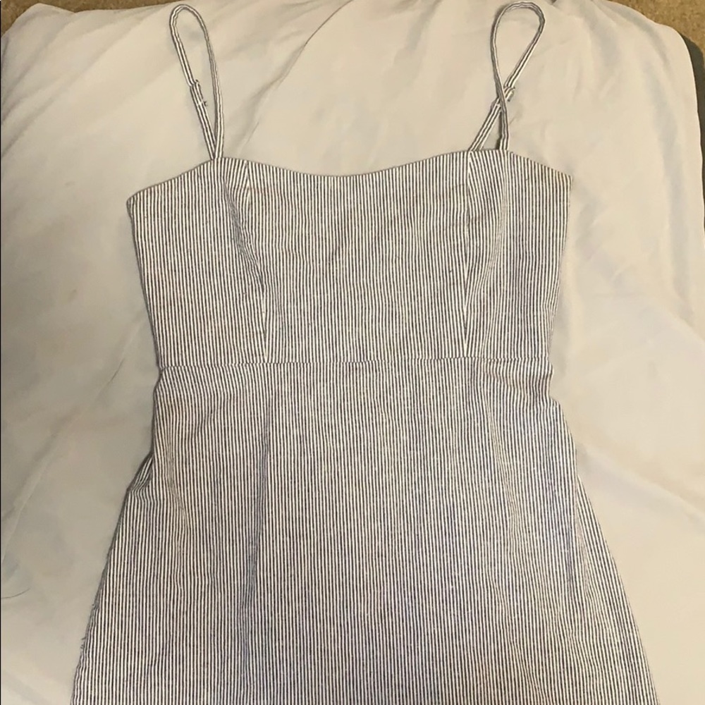 Brandy Melville Blue and White Striped Mini Dress